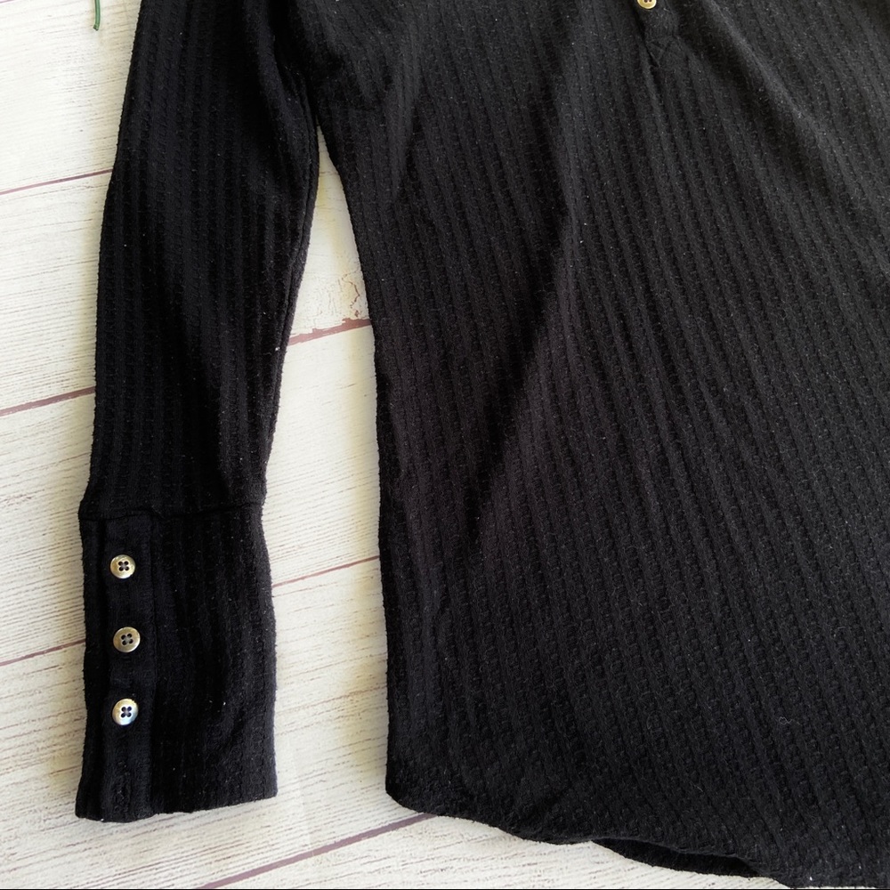 Chaser Button Front Long Sleeve Waffle Thermal Knit Tunic Sweater Top - Picture 5 of 14